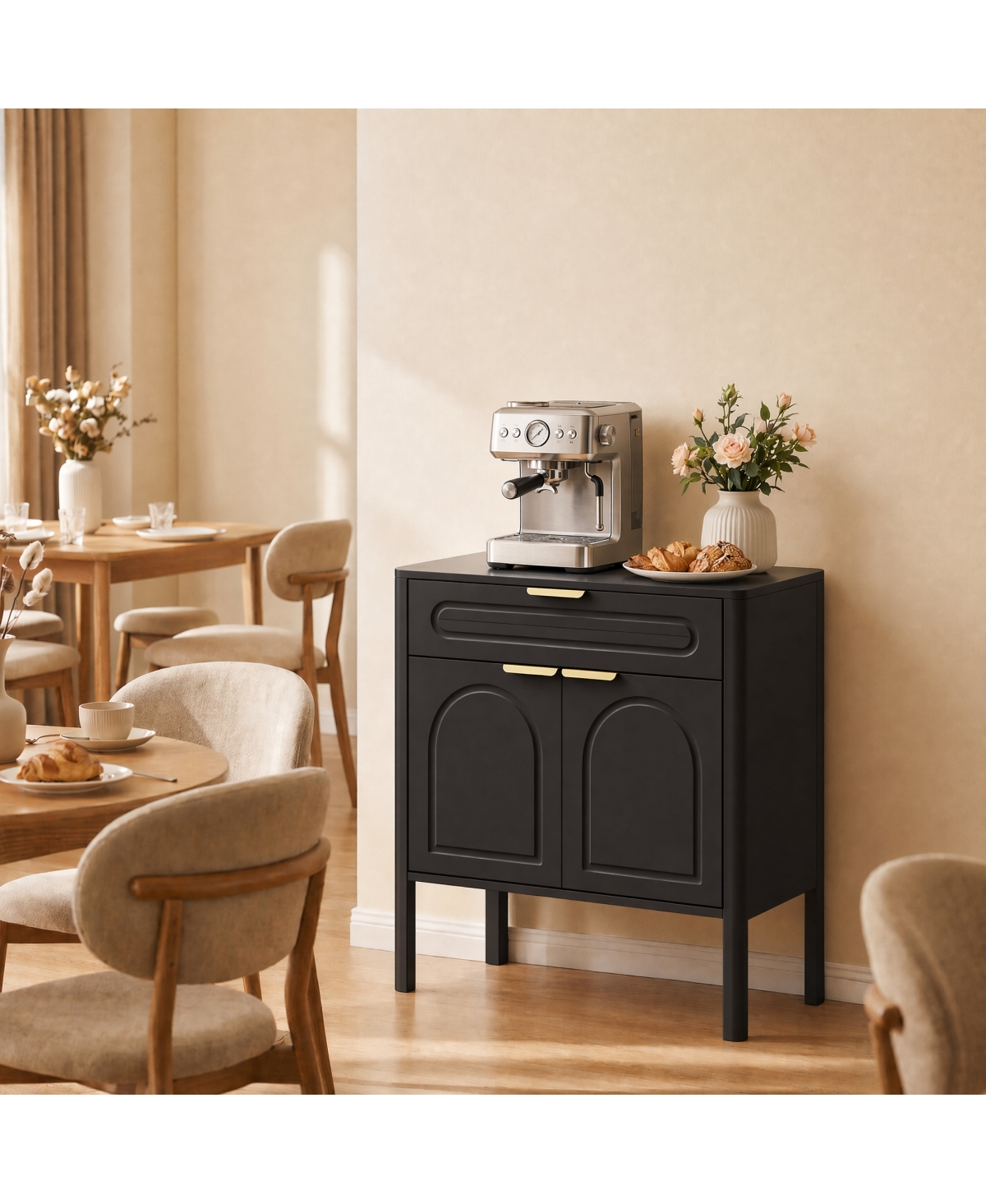 Streamdale Furniture Modern Arched Storage Cabinet with Drawer and Handles