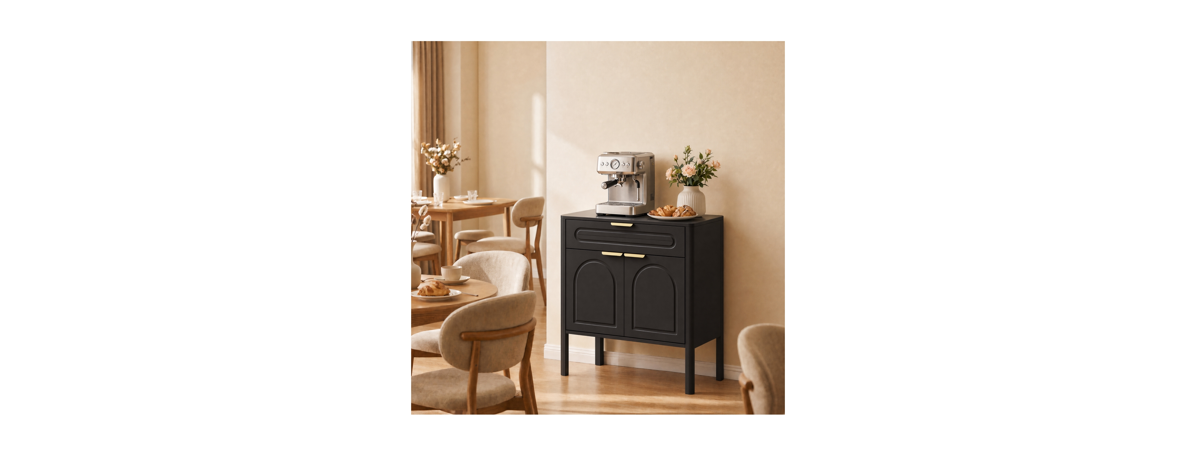 Streamdale Furniture Modern Arched Storage Cabinet with Drawer and Handles