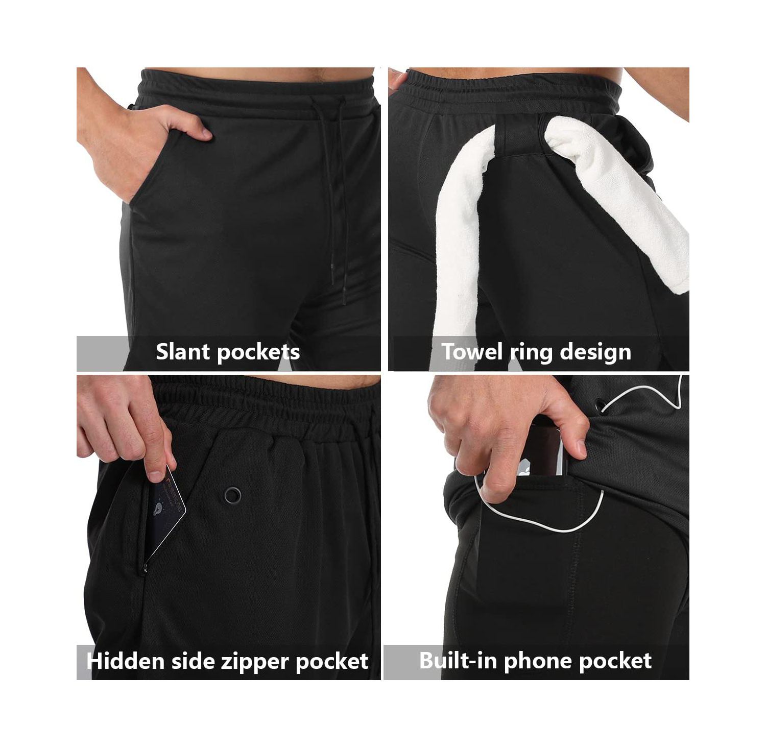 Men's 2 In 1 Workout Running Shorts 7 Inch Lightweight Athletic Gym With Liner Pockets