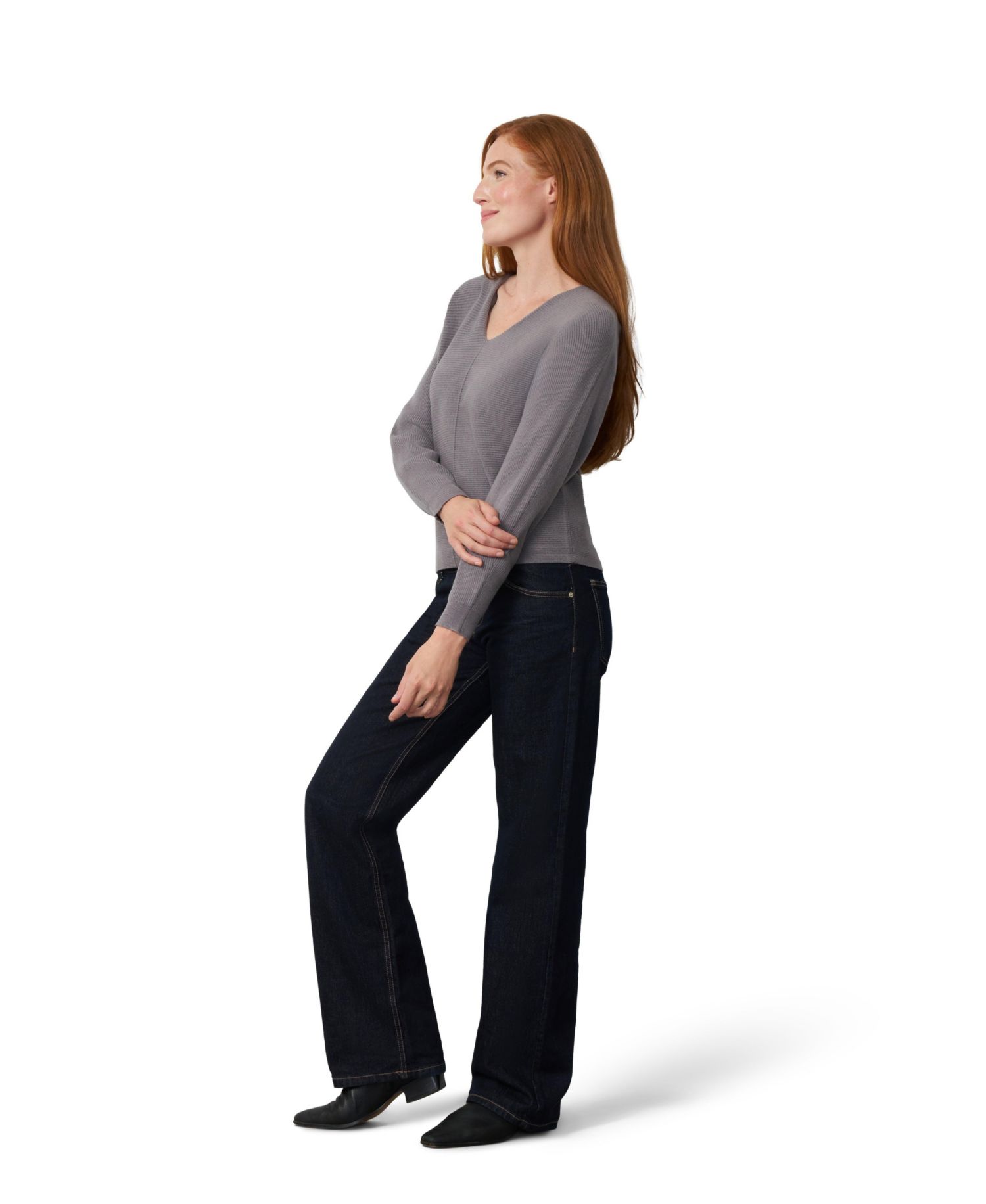 Women's Dolman Rib-Knit V-Neck Sweater