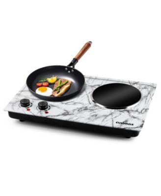 1800W Infrared Ceramic Electric Two Portable Countertop 2 Knob Temperature Control Easy Clean Cooktops