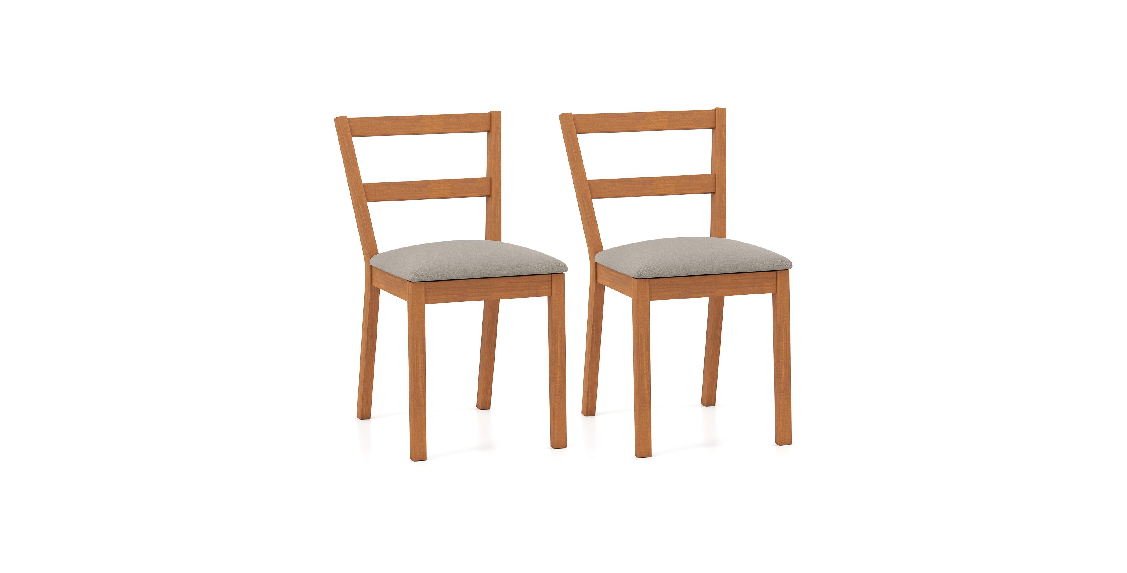 Mecale Wooden Dining Chair Set of 2 Farmhouse Kitchen Chair with Upholstered Seat