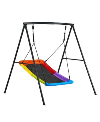 Backyard A-Frame Swing Stand, 60 x 32 in Saucer Seat, Carbon Steel, 440 lb Load Capacity, Ages 3+