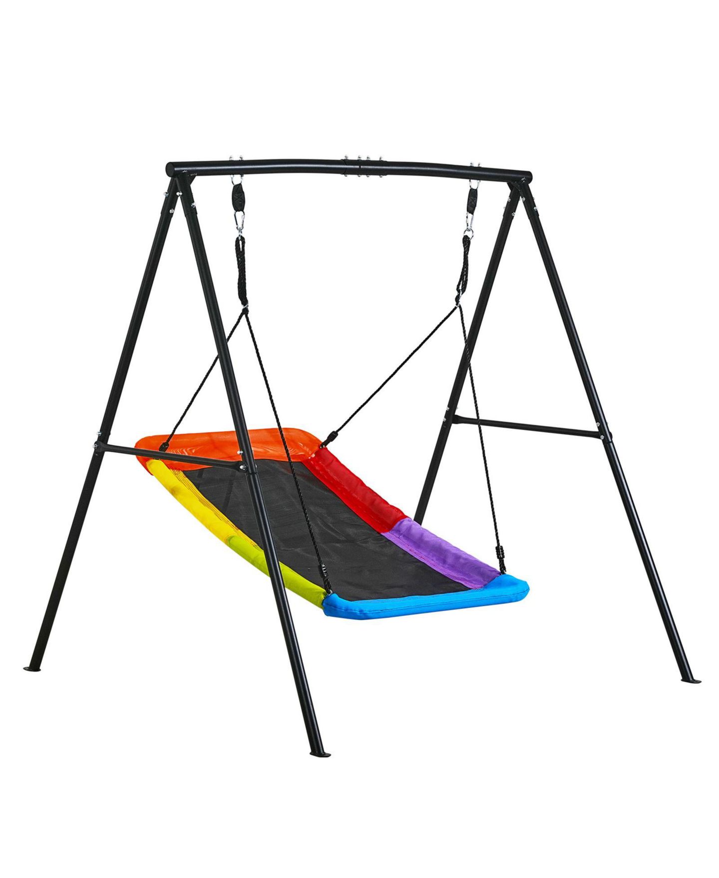Детская игрушка Glintex Backyard A-Frame Swing Stand, 60 x 32 in Saucer Seat, Carbon Steel, 440 lb Load Capacity, Ages 3+, цвет: Чёрный — фото 1
