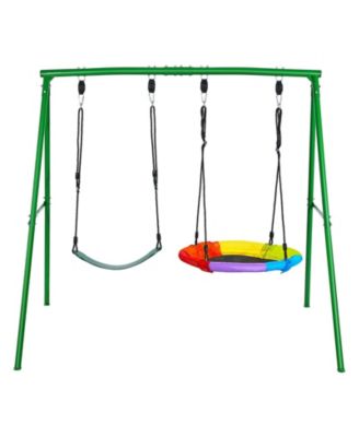 Backyard A-Frame Swing Stand, 32 in Saucer and Belt Seat, 440 lb Capacity, Ages 3-12