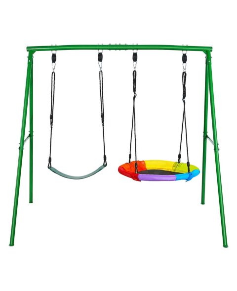 Детские игрушки Glintex Backyard A-Frame Swing Stand, 32 in Saucer and Belt Seat, 440 lb Capacity, Ages 3-12, цвет: Зелёный