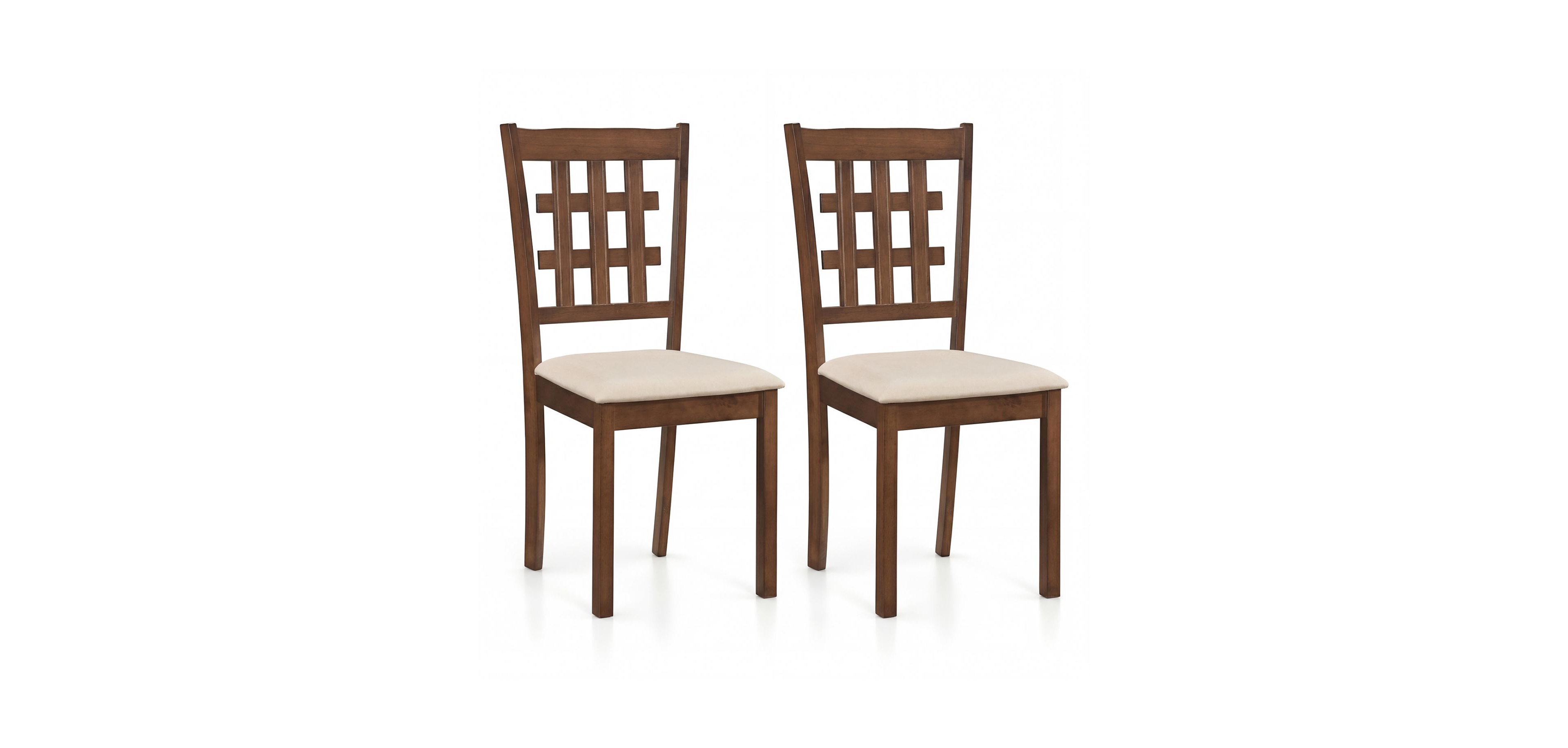 Mecale Set of 2 Wood Kitchen Chairs with Faux Leather Upholstered Seat