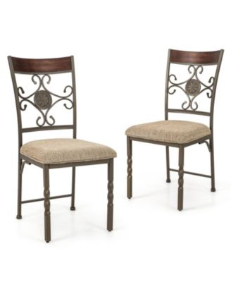 Set of 2 Dining Room Chairs Armless Kitchen Chairs Set with Seat Cushion