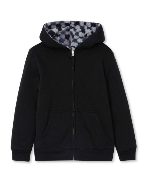 Худи Lands' End Reversible High Pile Fleece для девочек, цвет: Чёрный