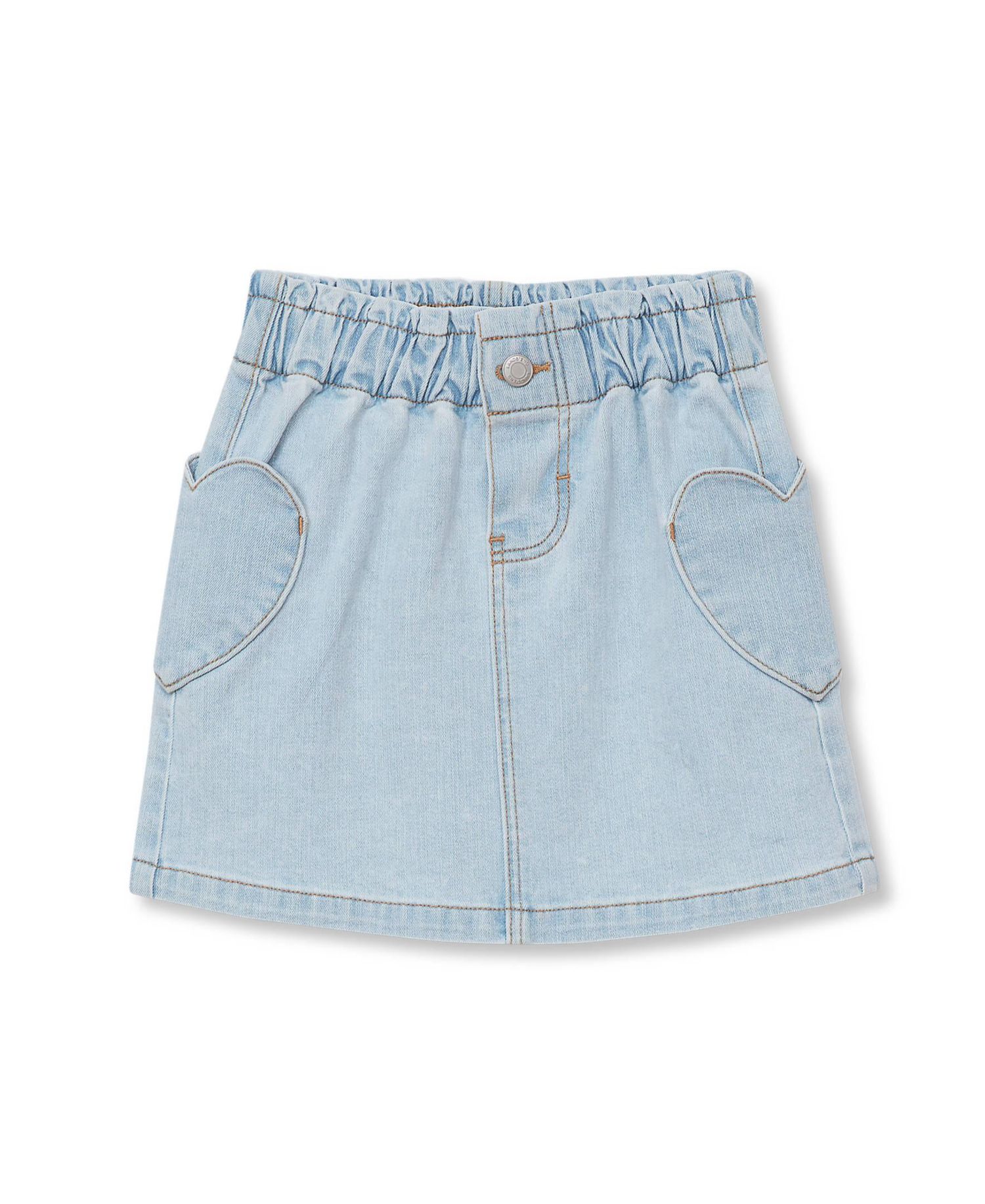 Girls' 4-16 Denim Heart-Shaped Cargo Pockets Elastic-Waist Skirt