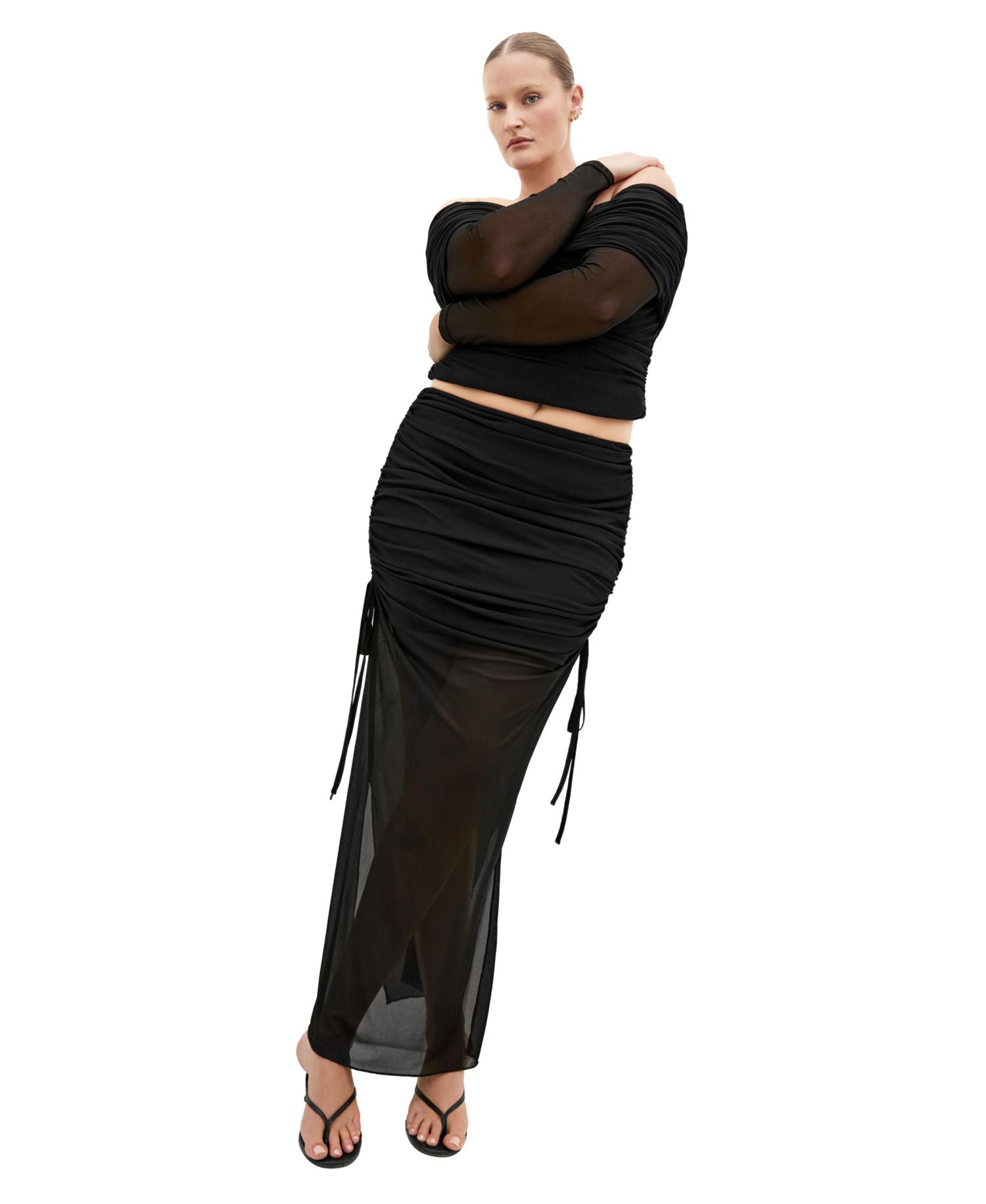 Plus Size Shelly High-Waisted Maxi Mesh Skirt