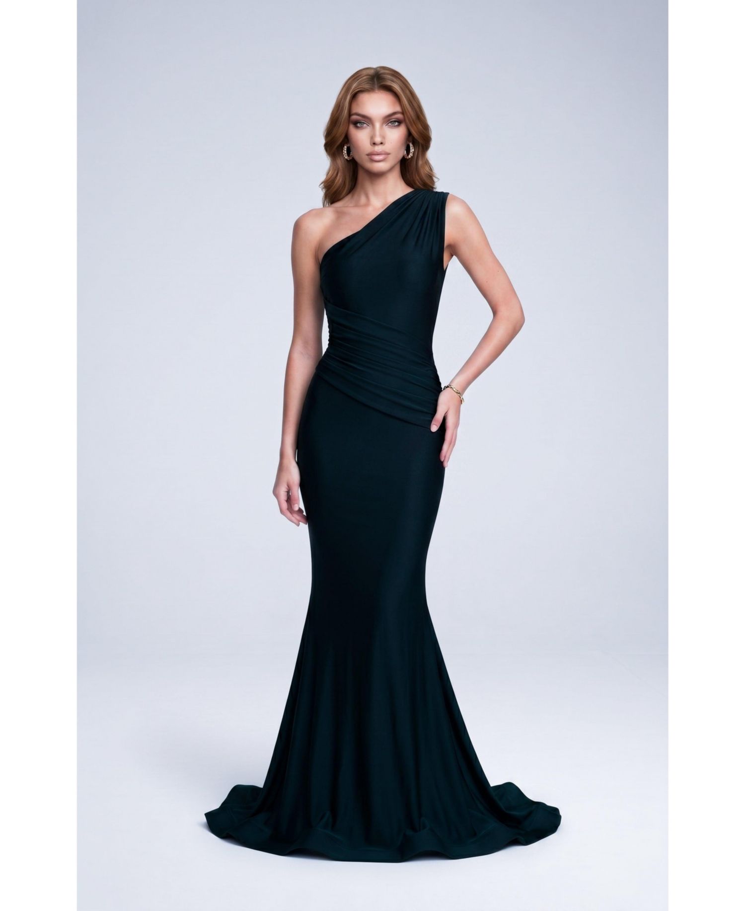 Women's One Shoulder Ruched Mermaid Evening Gown