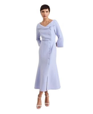 Women's Sienna Asymmetric-Collar Tuxedo Midi Dress
