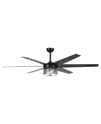 Modern 70-in Matte 6-Blade Crystal LED Ceiling Fan with Light and Remote