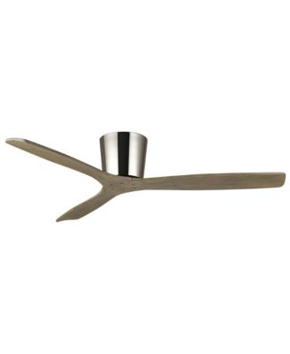 54 Transitional Solid Wood 3-Blade Chrome Flush Mount Ceiling Fan with Remote, No Light