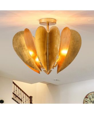 19-Inch Antique Heart Semi Flush Mount Ceiling Light for Bedroom