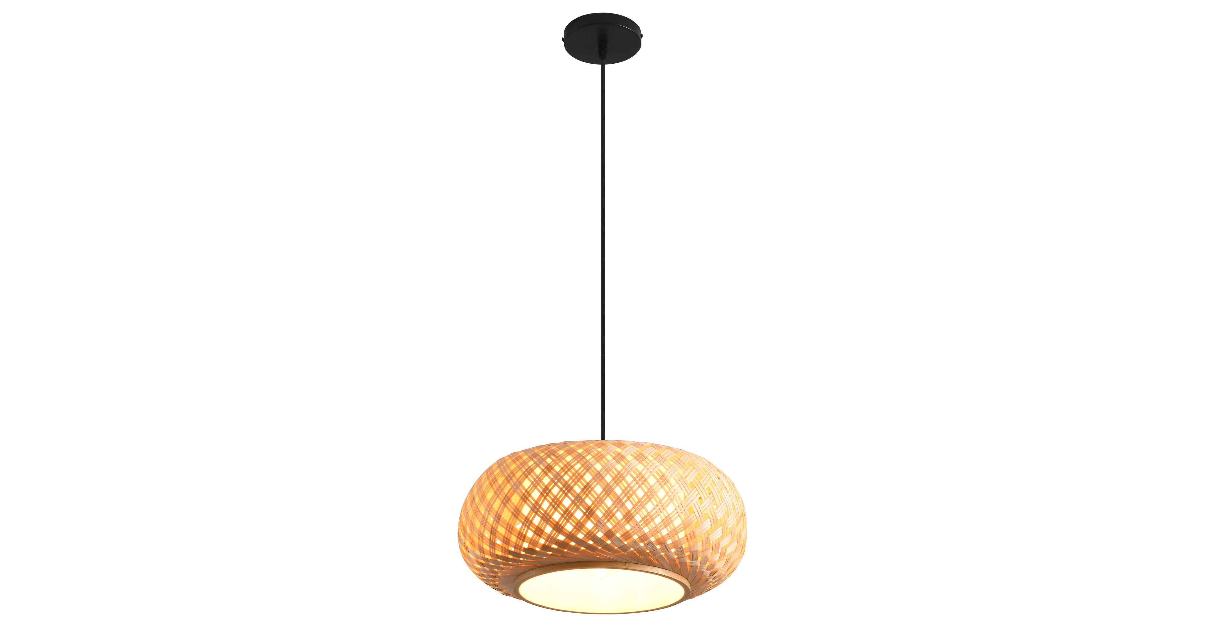 Parrot Uncle 16" Woven Bamboo Round Adjustable Pendant Light Chandelier
