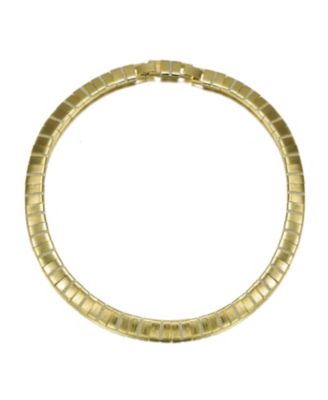 14k Gold Plated Flattened Bar Herringbone Necklace
