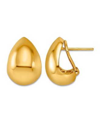 Teardrop Button Omega Back Earrings in 18k Yellow Gold