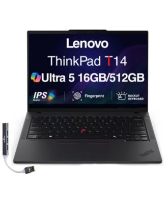 ThinkPad T14 Laptop 14.0 WUXGA (Intel Ultra 5-225U, 16GB DDR5, 512GB PCIe SSD, Win 11 Pro) w/USB Hub