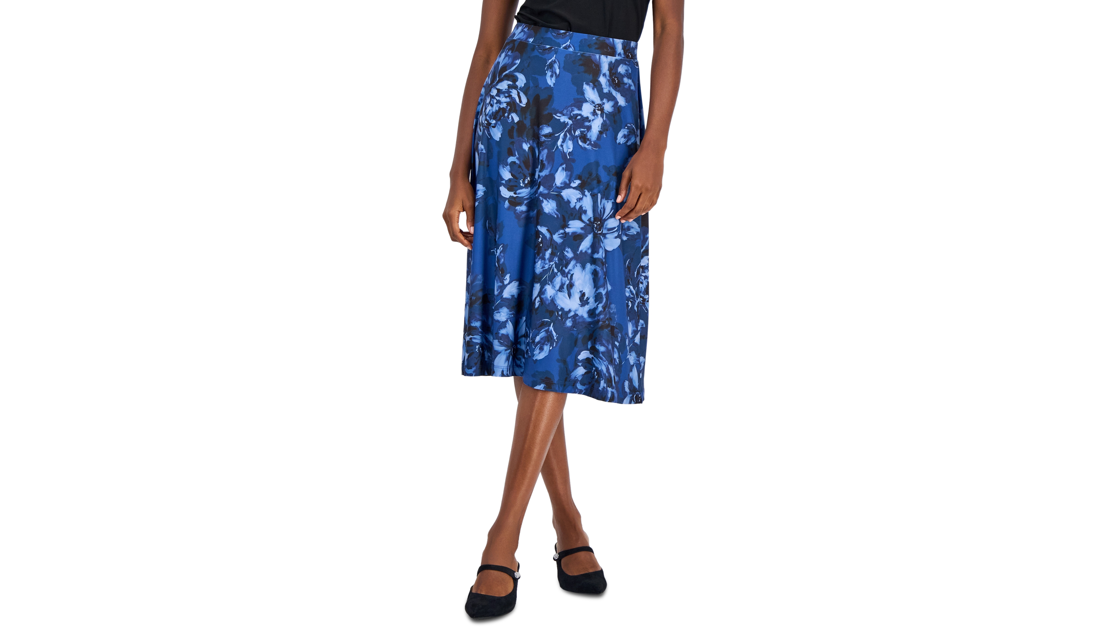 Kasper Women's Printed Pull-On A-Line Midi Skirt