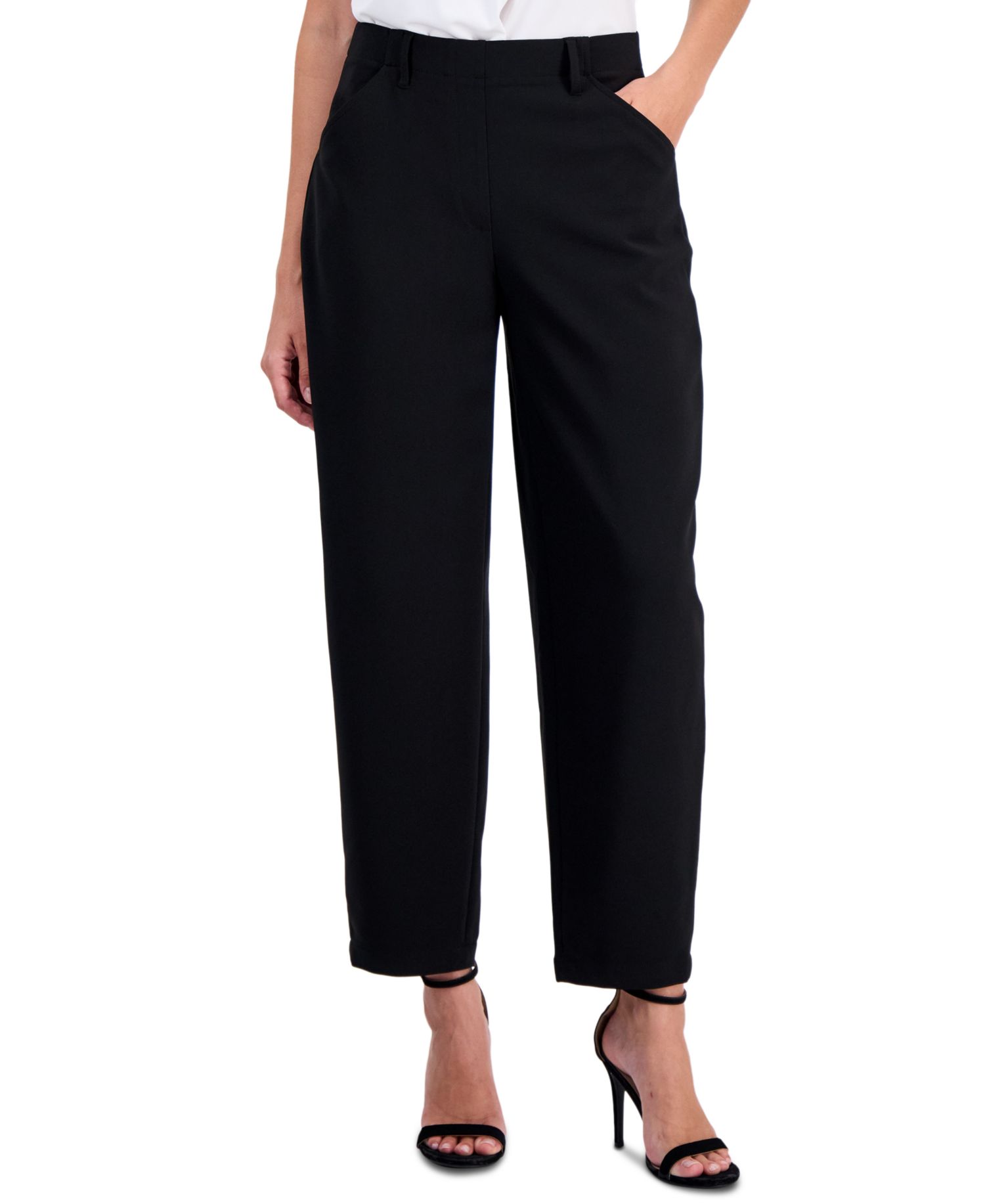 Petite Mid-Rise Barrel-Leg Pants