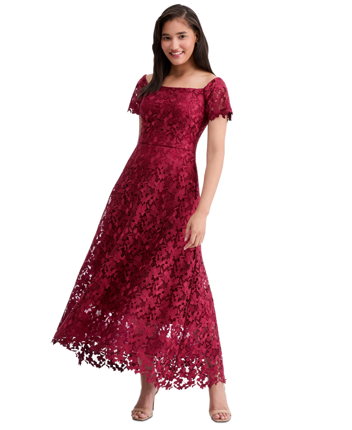 Xscape Women's Lace High-Low Ball Gown - Wine