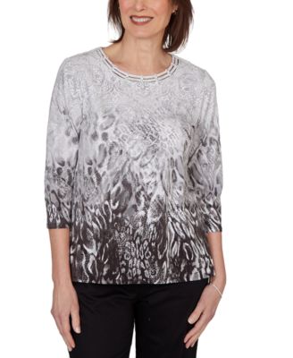 Petite Mono Ombre Animal Print Top