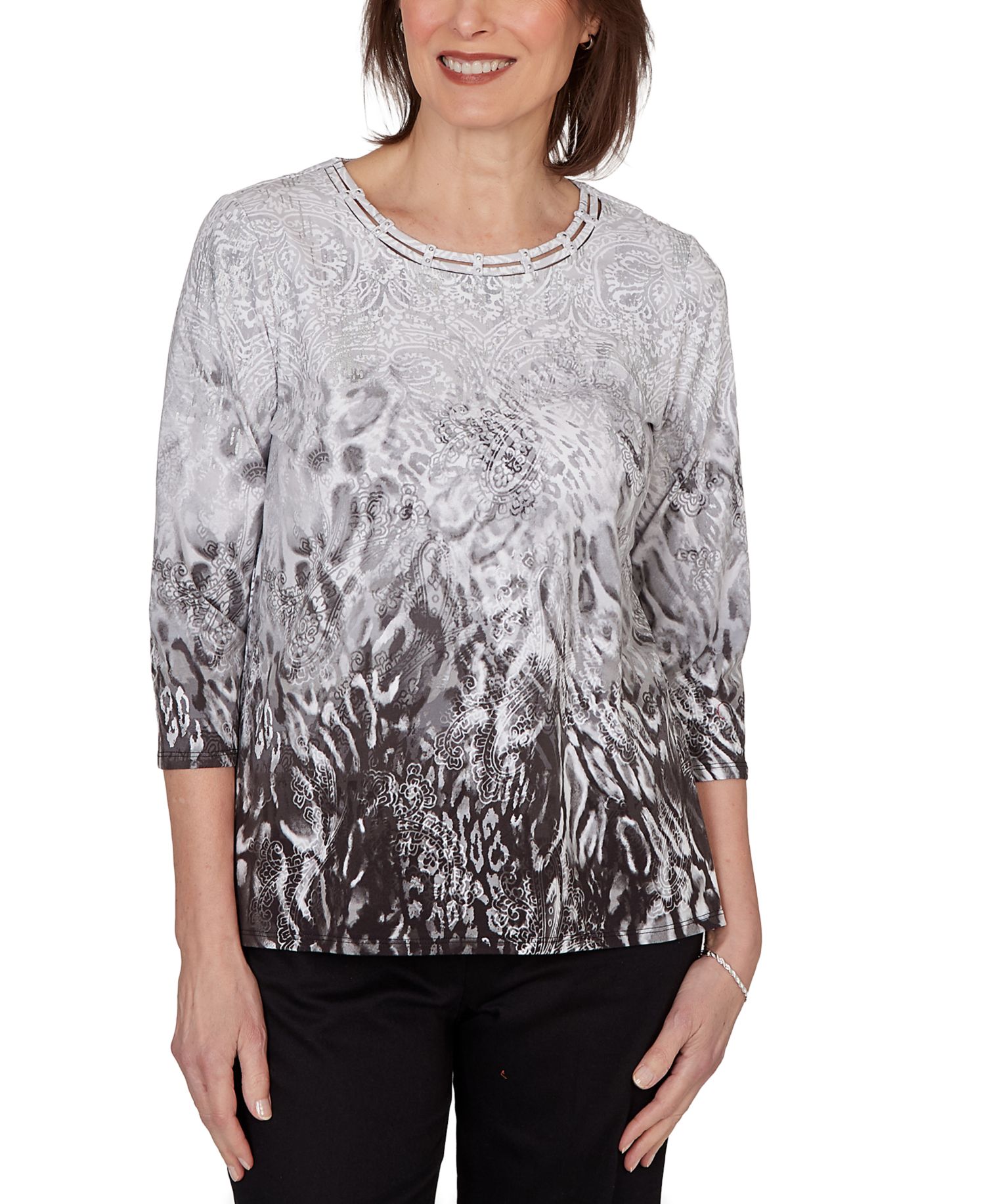 Petite Mono Ombre Animal Print Top