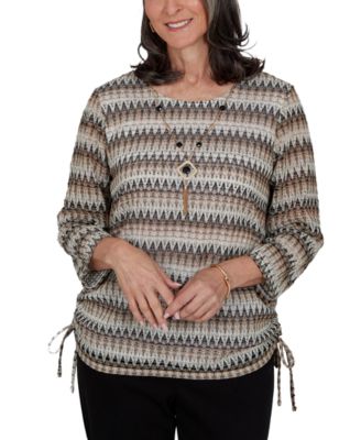 Petite Travel Advisory Textured 3/4-Sleeve Top