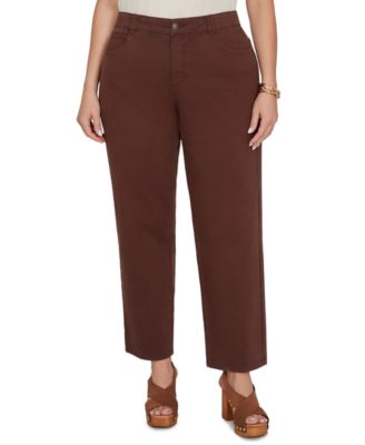 Plus Size Colored Denim Mid-Rise Straight Pants