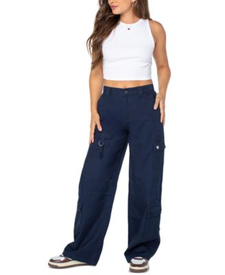 Juniors' High-Rise Wide-Leg Cargo Pants