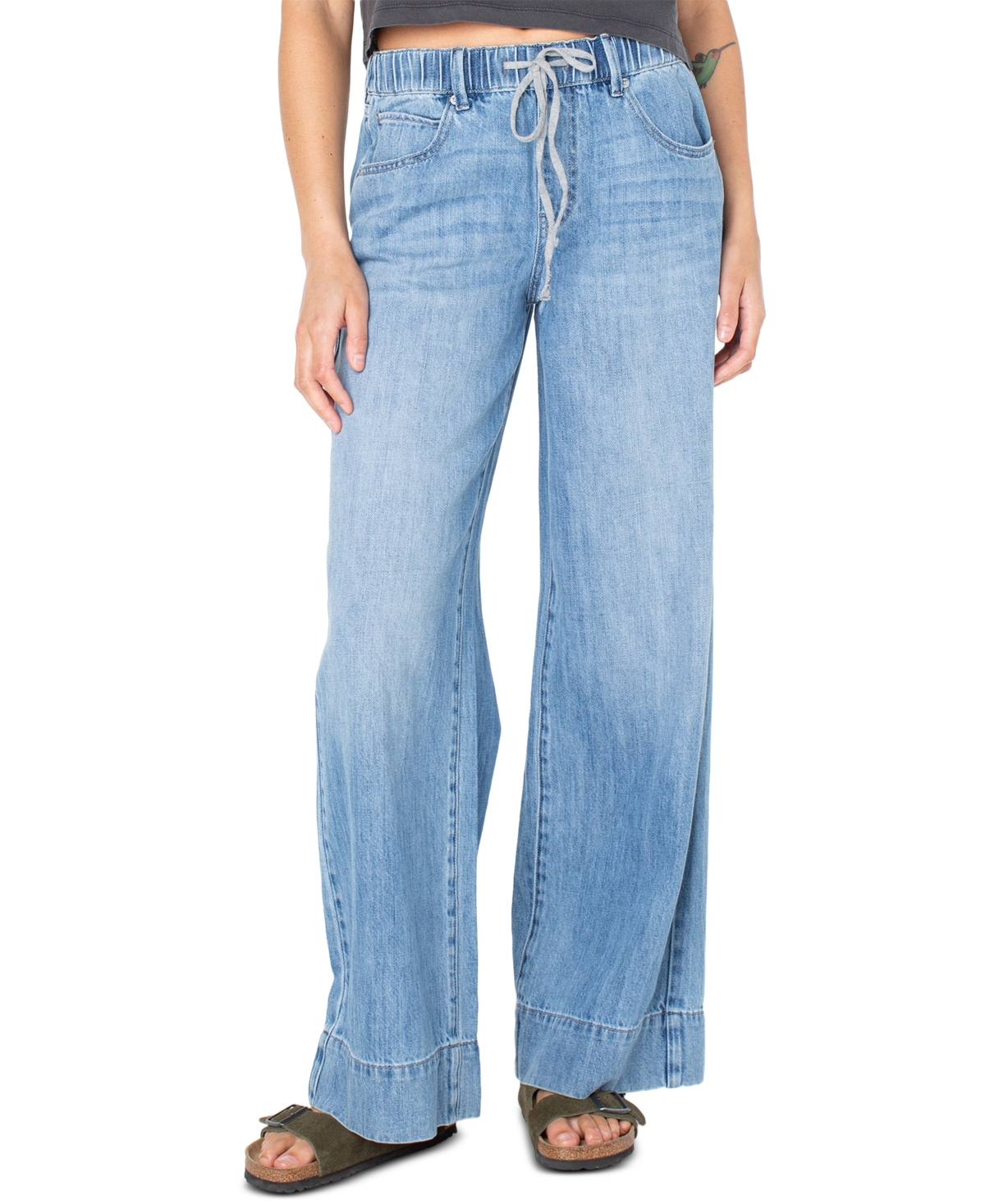 Roxy Women's Finley Drawstring Waist Mid-Rise Jeans - Pressure