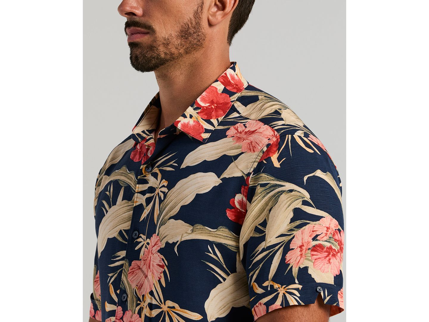 Мужская рубашка Cubavera Tropical Floral Print Button-Front, цвет: Синий — фото 3