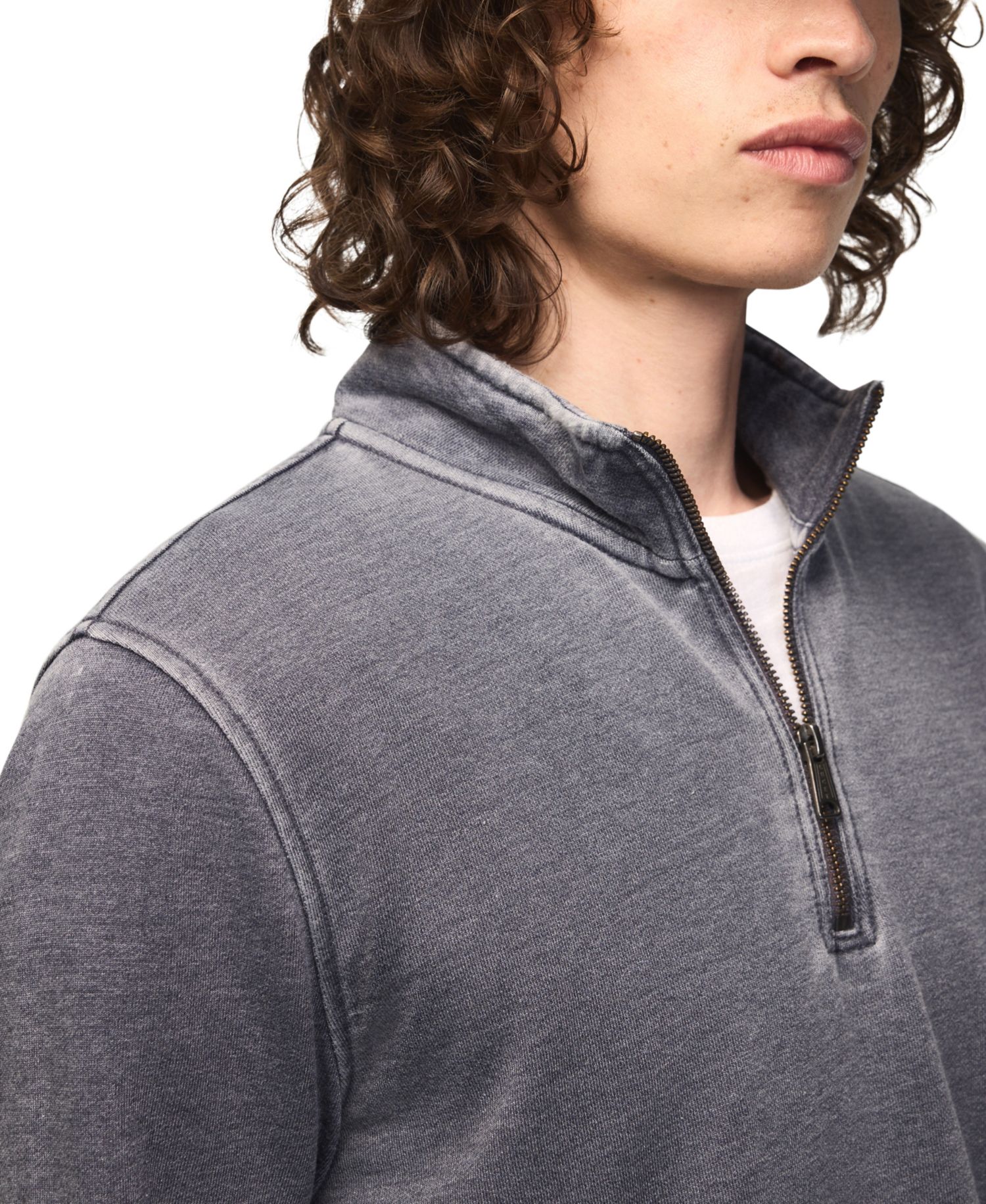 Men's Venice Burnout Mockneck French-Terry Quarter-Zip Fleece Sweatshirt