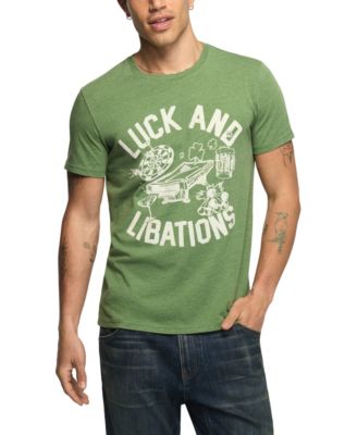Men's Luck and Libations Oversized Graphic Crew Neck Regular Fit T-Shirt