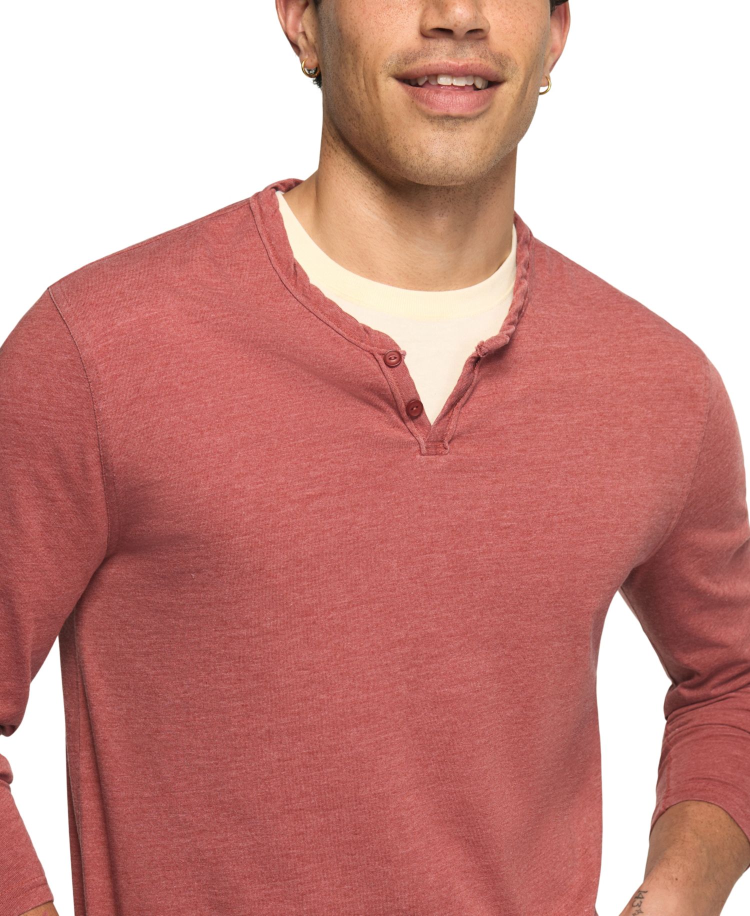 Men's Venice Notch-Neck Burnout Long-Sleeve Henley