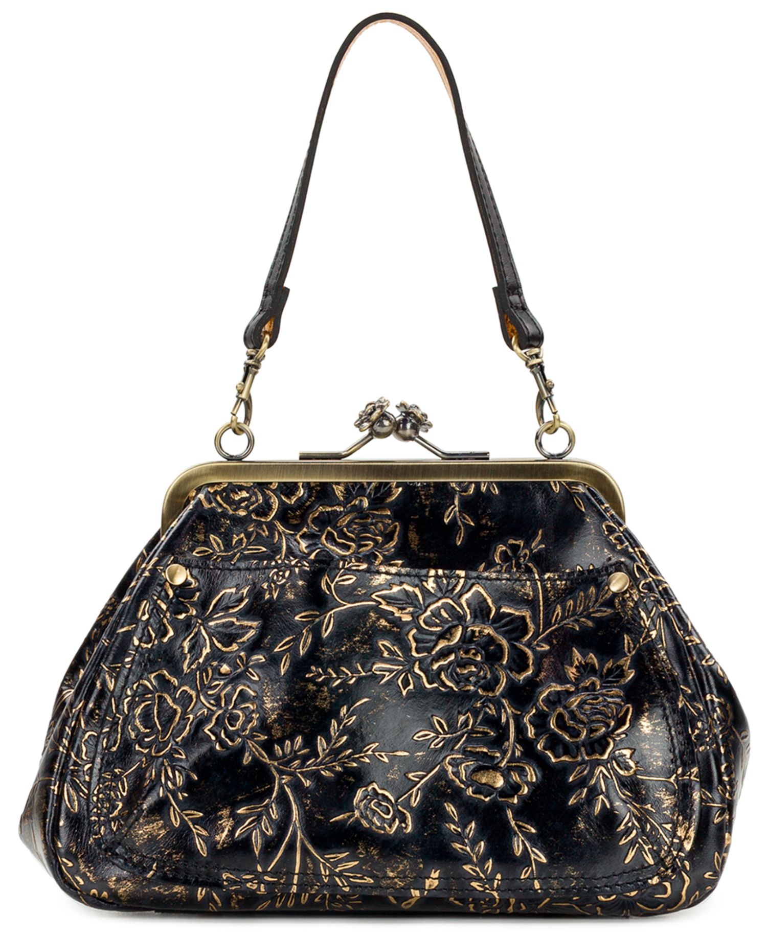 Rose Garden Tabby Small Leather Kiss-Lock Crossbody Bag