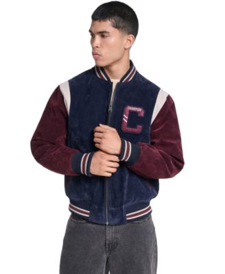 Men's Varsity Faux Suede Full-Zip Jacket