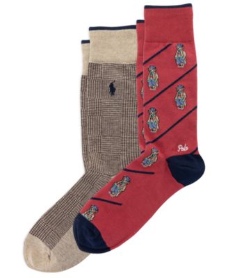 Men's Polo Bear Glen Plaid Crew Socks, 2-Pack