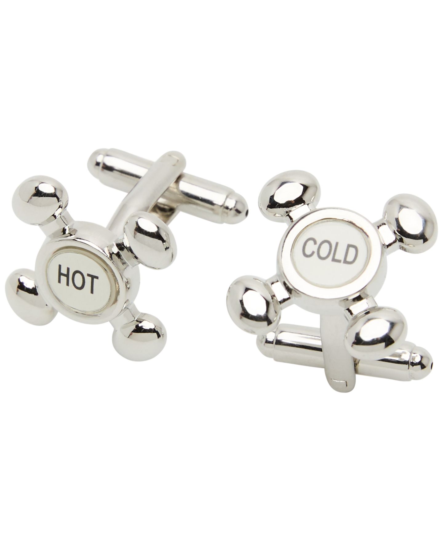 Мужские запонки Perry Ellis Portfolio Silver-Tone Hot Cold Cufflinks, цвет: Серебряный — фото 2