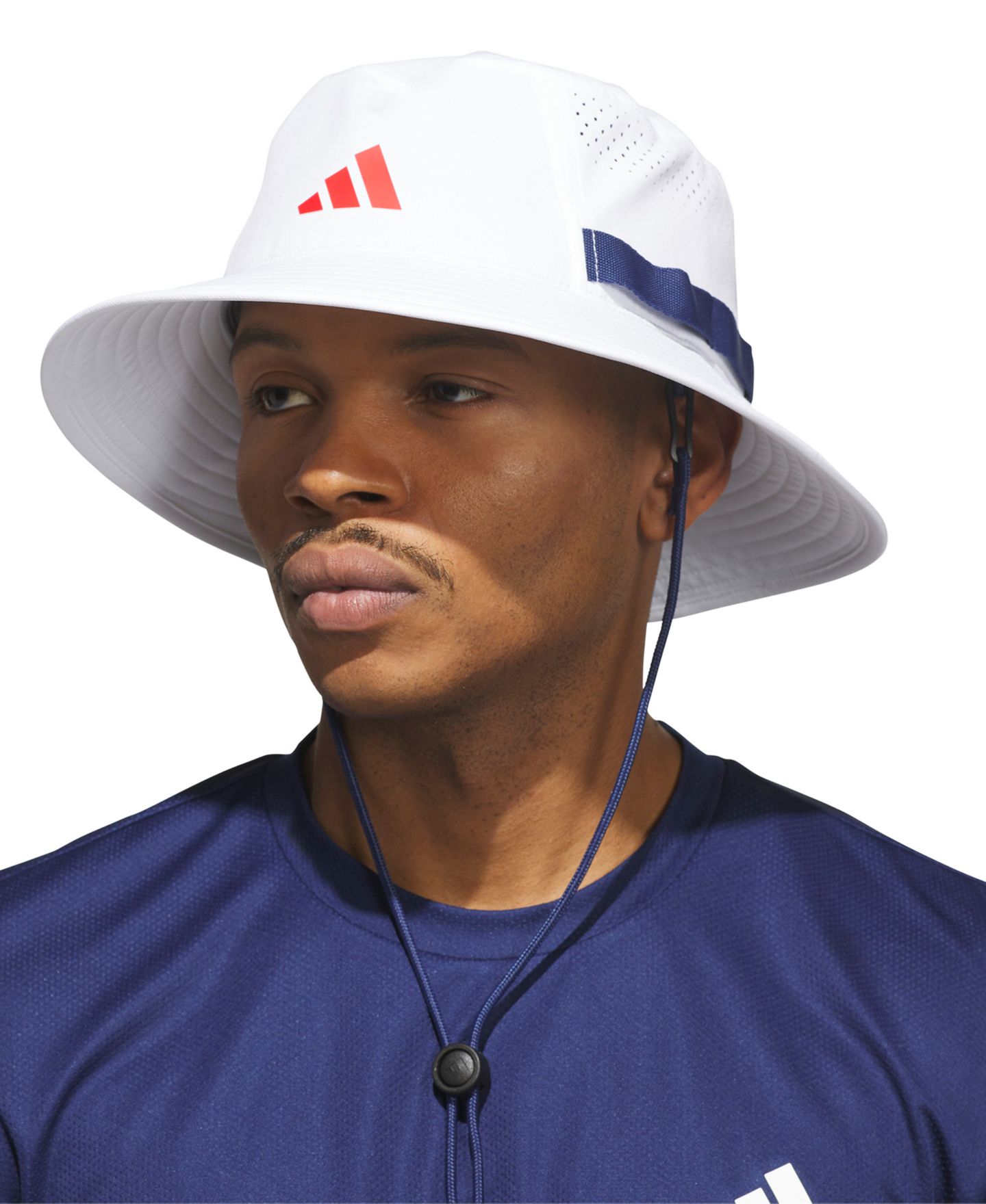 Мужская панама adidas Adjustable-Drawstring Wide-Brim Victory 5 Bucket Hat, цвет: Белый — фото 5