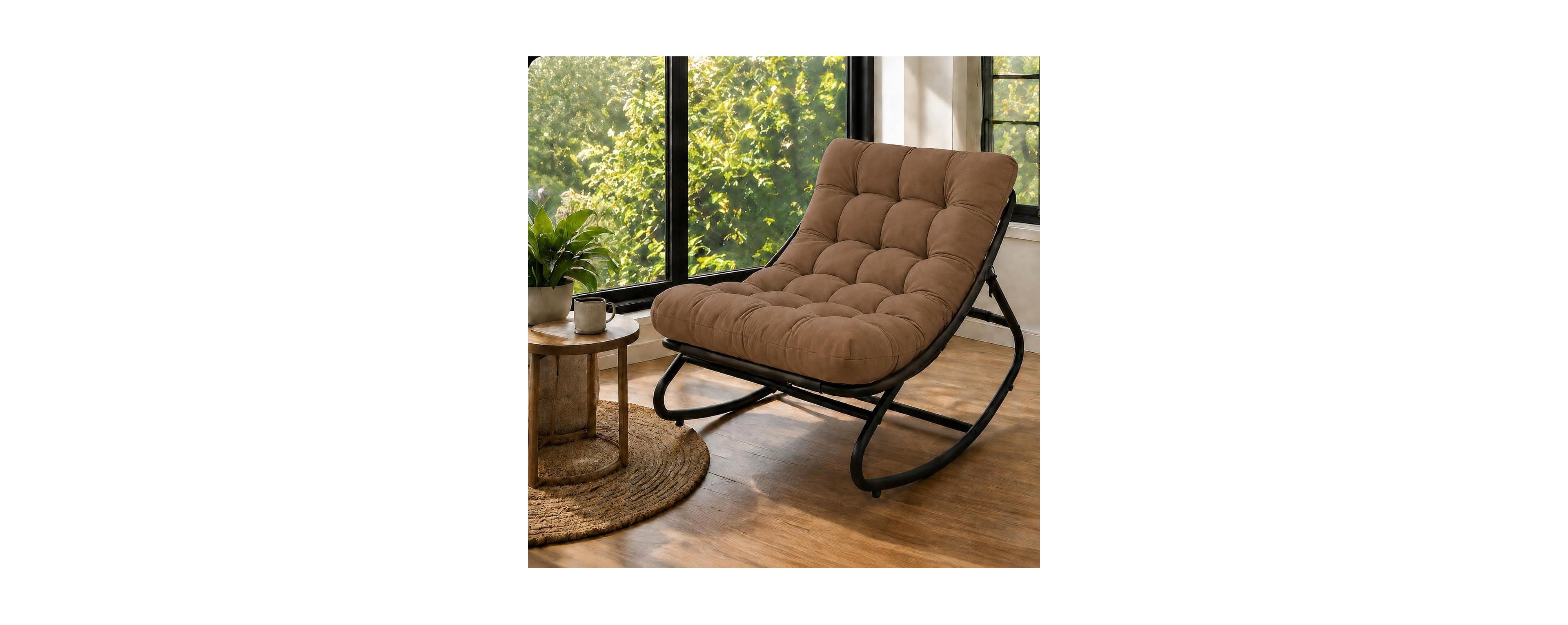 Papasan Rocking Chairs, 30 Inch Oversized Egg Rocking Chair with 450 Lb Capacity for Patio or Living Room