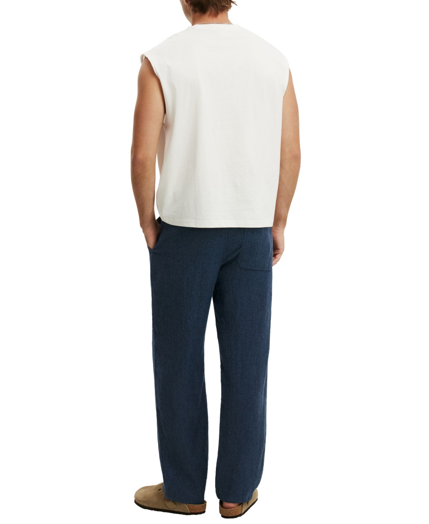 Men's Baggy Carpenter Straight-Leg Linen Pant