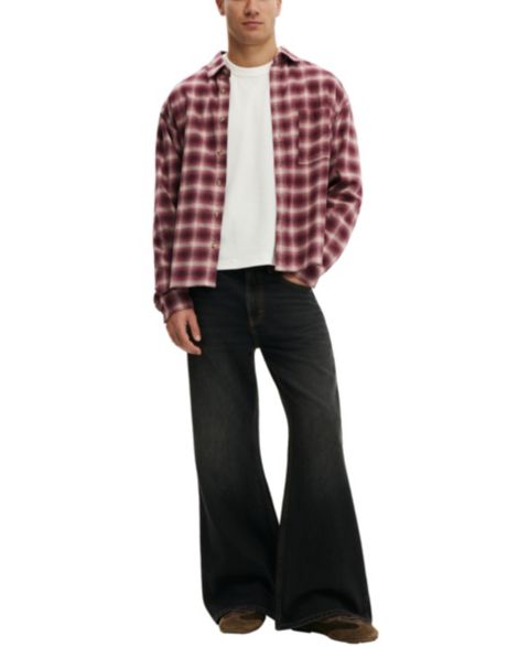 Мужские джинсы COTTON ON Baggy Bootcut Jean Rigid, цвет: Потёртый чёрный