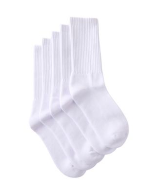 Men's Essential Cotton-Blend Terry Knit Footbed Crew Socks, 5-Pack