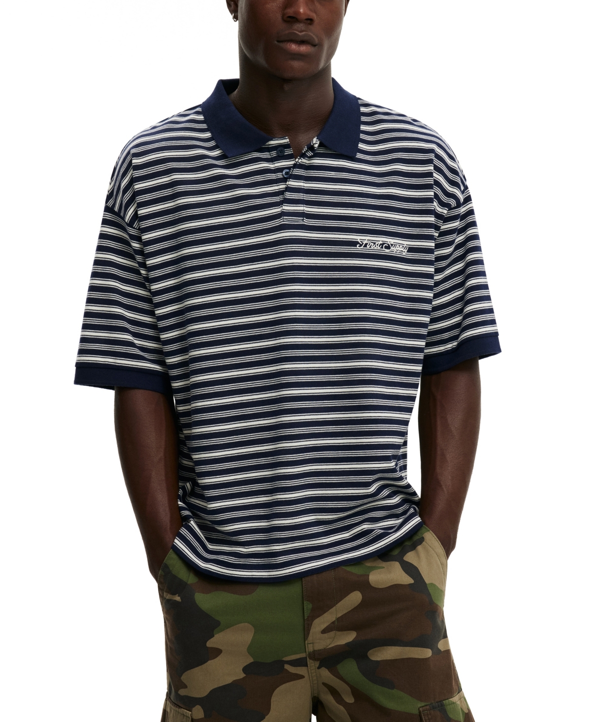 Cotton On Men's Box Fit Regular-Fit Striped Polo Shirt