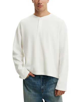 Men's Long-Sleeve Waffle-Knit Henley