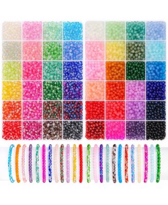 24 Colors Crackle Rondelle Craft Beads Jewelry Making Kit with Storage Organizer