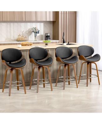 Swivel Bar Stools Set of 4, 26 Inches Mid-Century Modern Counter Height Bar Stools